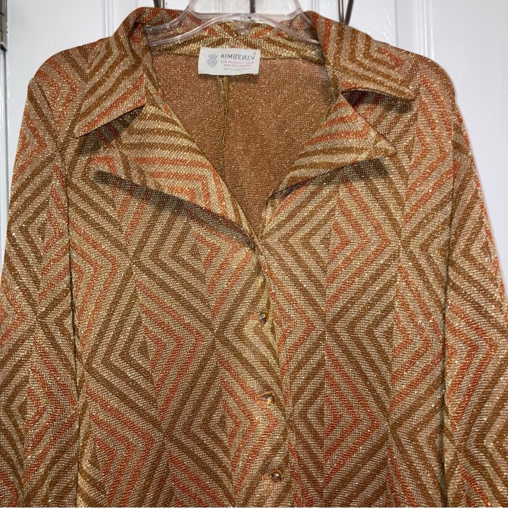 Vintage Kimberly 60s Geometric Metallic Yarn Maxi Dress